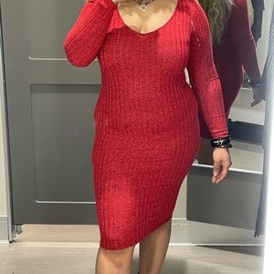 RED hot midi dress Fashion Nova